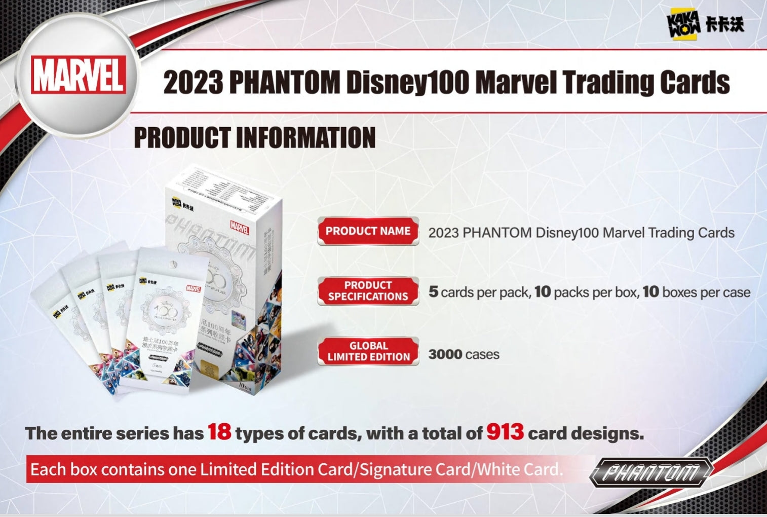PRE-ORDER Kakawow : 2023 PHANTOM Disney100 MARVEL Trading Cards