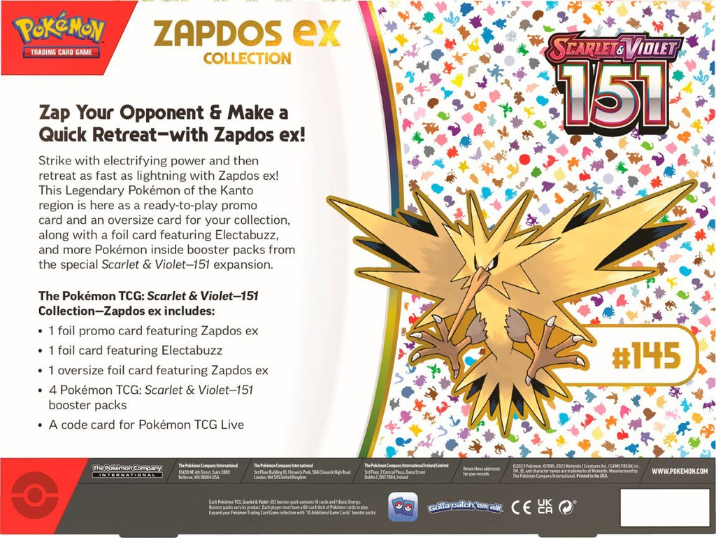PRE-ORDER Pokemon Scarlet and Violet 151 Zapdos Ex Box Lumius Inc PRE-ORDER Pokemon Scarlet and Violet 151 Zapdos Ex Box Lumius Inc