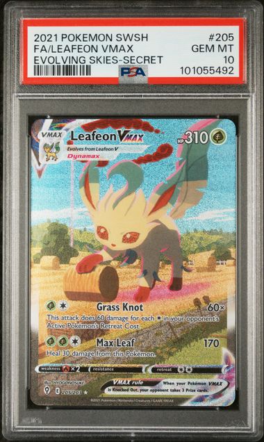 2021 POKEMON SWORD & SHIELD EVOLVING SKIES #205 FA/LEAFEON VMAX EVOLVING SKIES-SECRET
