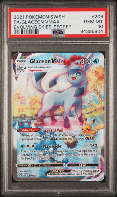 2021 POKEMON SWORD & SHIELD EVOLVING SKIES #209 FA/GLACEON VMAX EVOLVING SKIES-SECRET